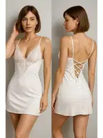 Zarif Dantel İşlemeli Gecelik Venlisa V2104 Beyaz farklı açı