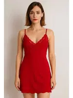 Zarif Dantel İşlemeli Gecelik Venlisa V2104 Kırmızı