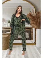 Zebra Desen Yeşil Pijama Sabahlık Takım İzabel SB-5011 detay görünüm