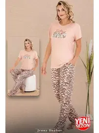 Lady Zebra Desenli Bisiklet Yaka Kısa Kollu Kadın Pijama Takımı Lady 12595