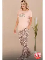 Zebra Desenli Bisiklet Yaka Kısa Kollu Kadın Pijama Takımı Lady 12595 detay görünüm