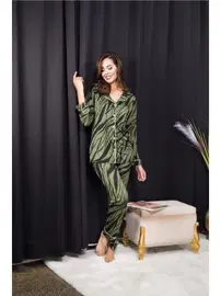 İzabel Zebra Desenli Gömlek Yaka Kadın Pijama Takımı İzabel 4007