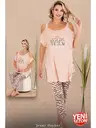 Zebra Desenli Omuzları Açık Kısa Kollu Kapri Kadın Pijama Takımı Lady 12076