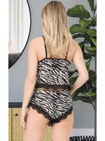 Zebra Desenli Seksi Kadın Şort Takım İzabel Ş-0111 Siyah farklı açı