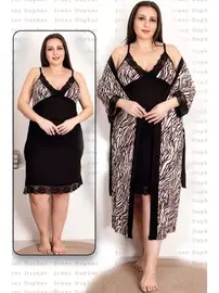 Lady Zebra Viskon 2li Lüks Gecelik Sabahlık Takımı Lady 19218