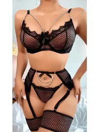 Lily Bianca Zincir Detaylı Erotik Jartiyer Takım Lily Bianca LB-155