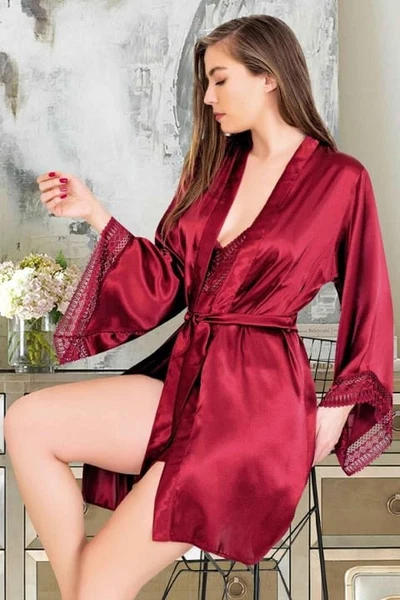 Kuşaklı Saten Kadın Sabahlık Gecelik Takımı Miss Laris 5042