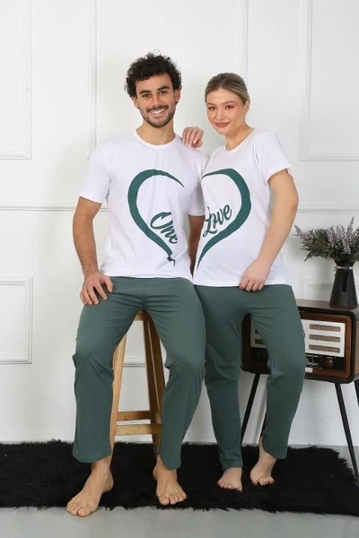 Pamuk Sevgili Kombini Erkek Pijama Takımı Beyaz Akbeniz 50127