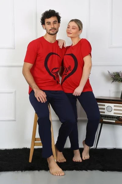 Erkek Pamuk Penye Sevgili Kombini Pijama Takımı Kırmızı Akbeniz 50128