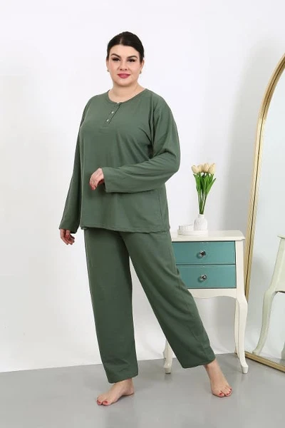 Büyük Beden Uzun Kollu Penye Kadın Pijama Takımı Akbeniz 202501