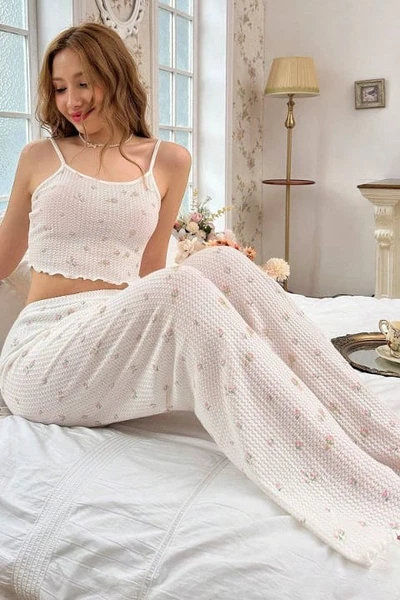 Baskılı Askılı Pijama Takımı Merry See MS 4086 Pembe Çiçekli