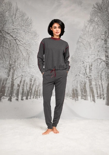 Beli Lastikli Uzun Kollu Sweatshirt Pantalon Takım Doreanse 26K4094