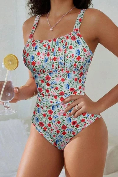 Çok Renkli Çiçek Baskılı Askılı Mayo Bella Notte M-9009