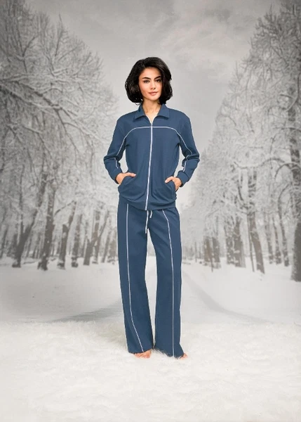 Biyeli Önden Fermuarlı Cepli Pantolon T-shirt Takım Doreanse 26K4102