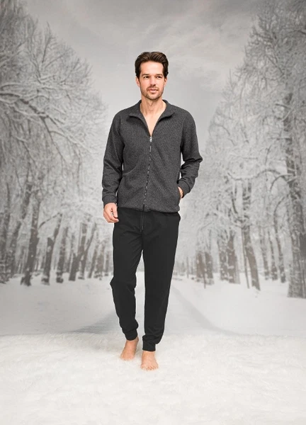 Dokuma Önden Fermuarlı Cepli Uzun Kollu Erkek Pijama Takım Doreanse 26K4598