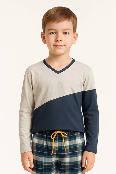 Ekoseli Erkek Çocuk Pijama Takımı DoReMi 002-000592