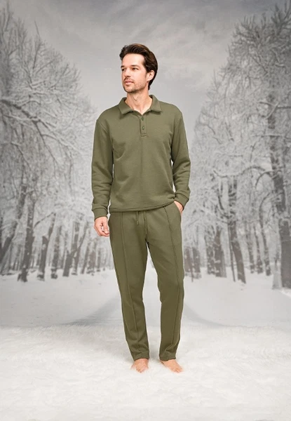 Düğmeli Cepli Gömlek Yaka Uzun Kollu Erkek Pijama Takım Doreanse 26K4592