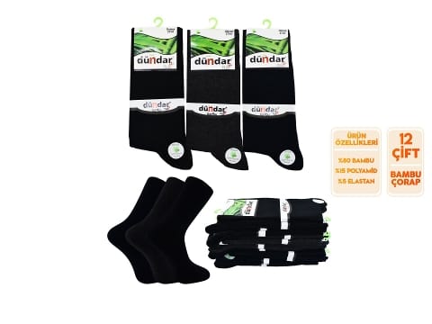 Likralı Dikişsiz Kokulu Erkek Garson Bambu Çorap 12'li Dündar 4780