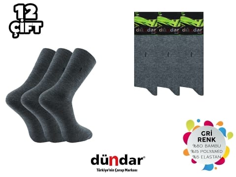 Dikişsiz Yıkamalı Kokulu Erkek Likralı Bambu Çorap 12'li Dündar 5602