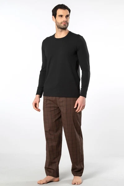 Pamuklu Uzun Kollu Erkek Poplin O Yaka Pijama Takımı Cacharel 2239