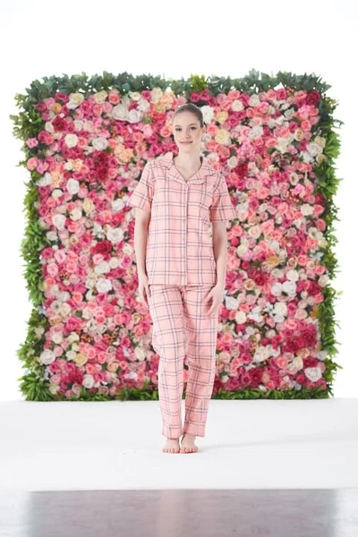 Gömlek Yaka Kareli önden Düğmeli Kısa Kollu Penye Kadın Pijama Takımı Estiva 25180