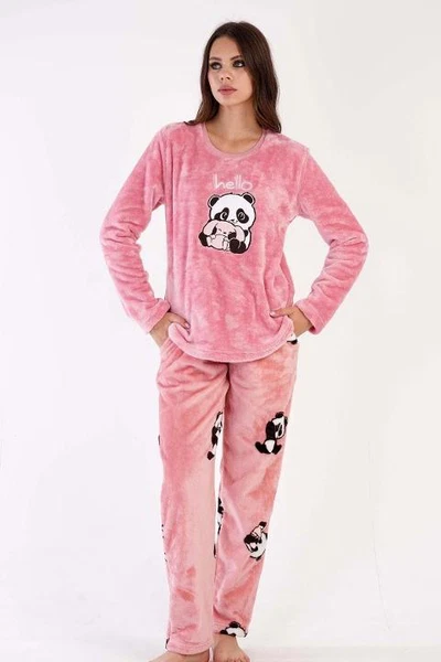 Pandalı Welsoft Uzun Kollu Pembe Pijama Takımı Vienetta K304033
