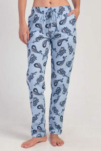 Kadın Pijama Altı Açık Mavi Lacivert Paisley Desenli Cepli Vienetta K312123