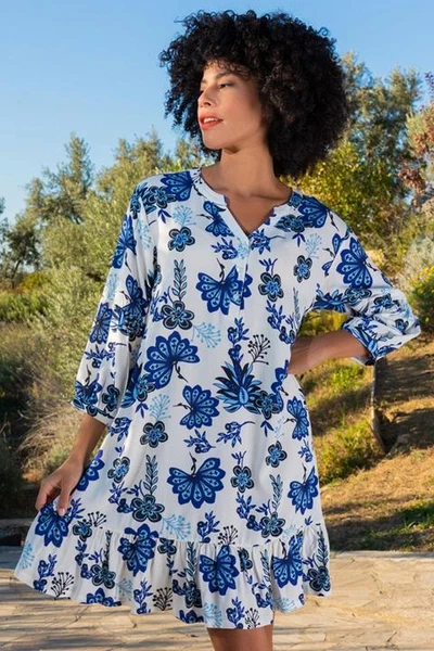 Geniş Kesim Çiçek Desenli Kısa Kadın Elbise Vienetta K410008