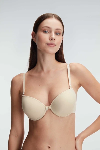 Kadın Balenli Destekli Dolgulu Askıları Çıkabilen İnce Mideli Günlük Klasik T-Shirt Sütyeni Anıl 3161