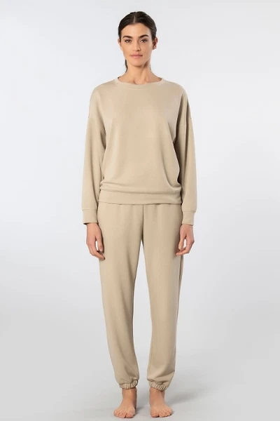 Bej Bisiklet Yaka Kadın Jogger Eşofman Takımı Türen 3611