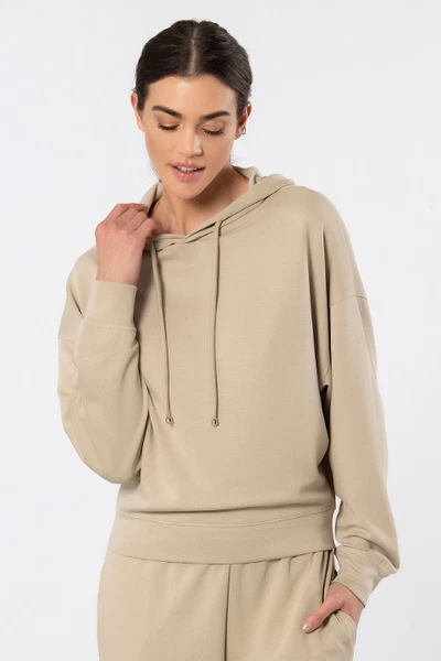 Bej Uzun Kollu Kapüşonlu Kadın Sweatshirt Türen 3612