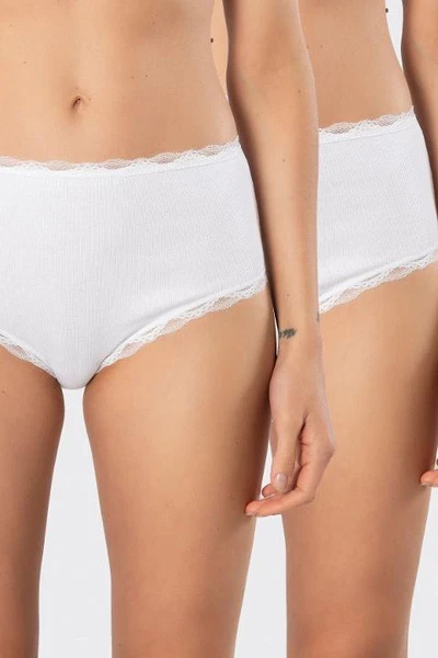 Yüksel Bel Likralı Ribana Dantelli 2li Kadın Külot Türen 929