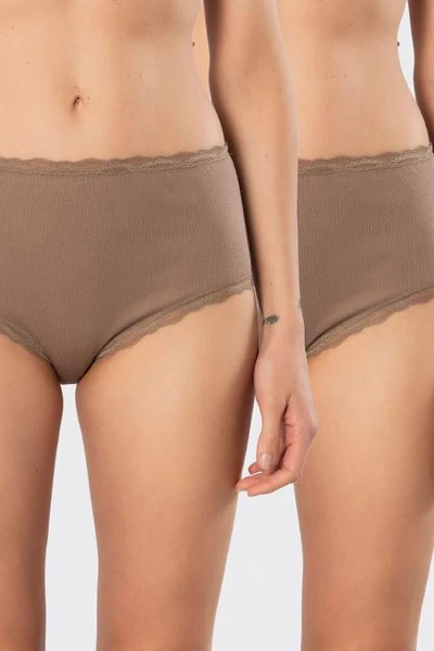 Dantelli Likralı Ribana Yüksel Bel Kadın Külot 2li Türen 929