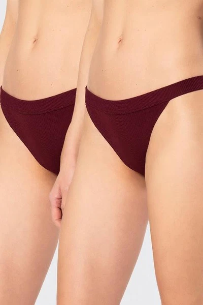 Bordo Likralı Ribana Geniş Lastikli Kadın Külot 2li Paket Türen 931