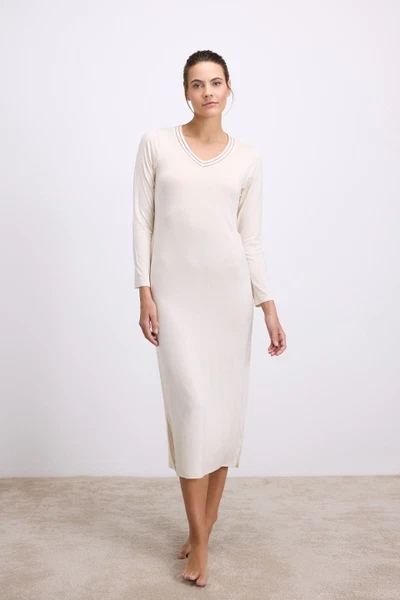 Kadın Uzun Kollu V Yaka Gecelik Anıl 11617