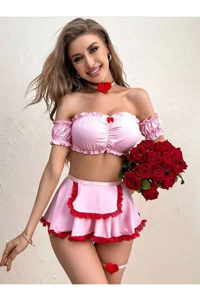 Kalpli Pembe Fırfır Hizmetçi Kostüm missisX 62003