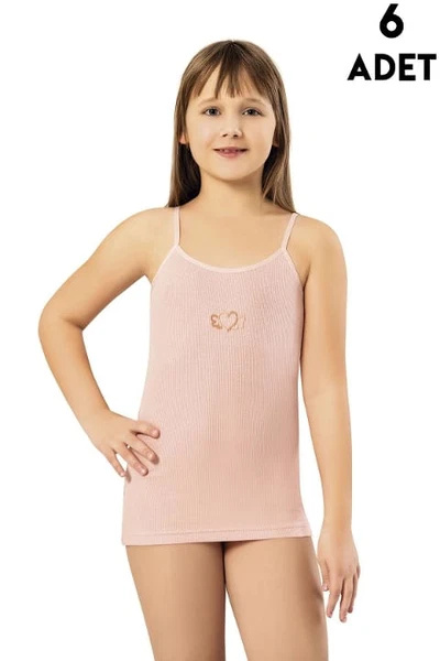 Kabartma Baskılı Kız Çocuk Atlet 6'lı Kota 3650