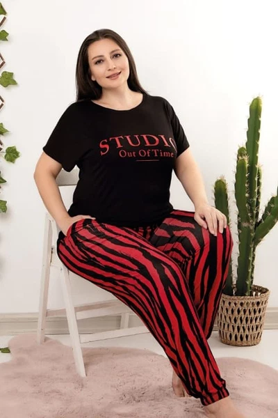 Lady Büyük Beden Desenli Anne Pijama Takımı Lady 10958