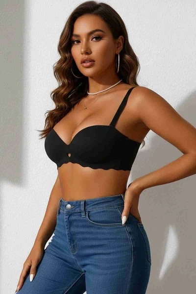 Dikişsiz Balensiz Hafif Destekli Kalp Detay Lazer Kesim Sütyen Merry See MSB9975 Siyah