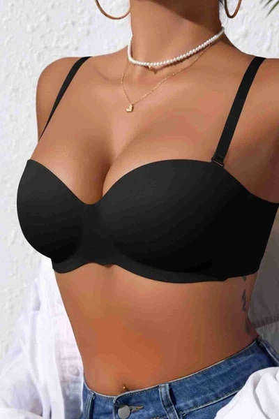 Merry See Dikişsiz Balensiz Hafif Destekli Parlak Lazer Kesim İzbırakmaz Görünmez Sütyen Siyah - MSB7758-Siyah