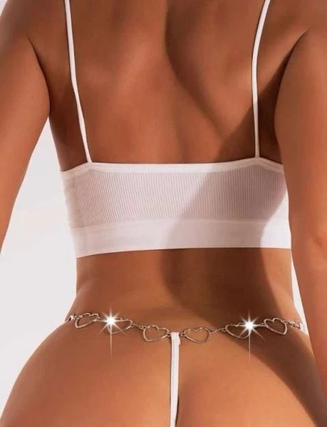 Metal Kalp Zincirli Beyaz Fantazi Külot Real Passione 223