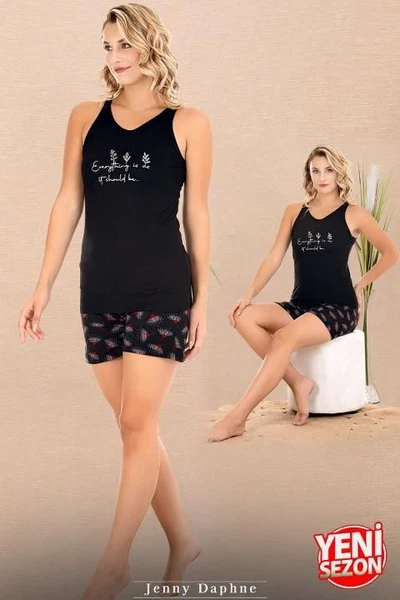 Sıfır Kollu Desenli Viskon Kumaş Şortlu Kadın Pijama Takımı Lady 7733