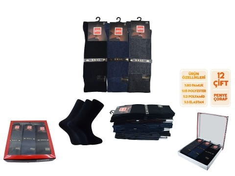 Likralı Kral Erkek Çorap 12'li Şirin 8610-1 - 12 ADET