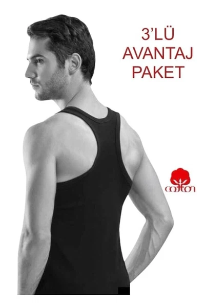 Siyah Erkek Sporcu Ribana Rambo Atlet 3lü Avantaj Paket ByDon SA3