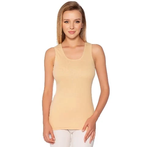 Ten Geniş Askılı Ribana Düz Biye Siyah Kadın Atlet Gümüş 4024 - 6 Adet