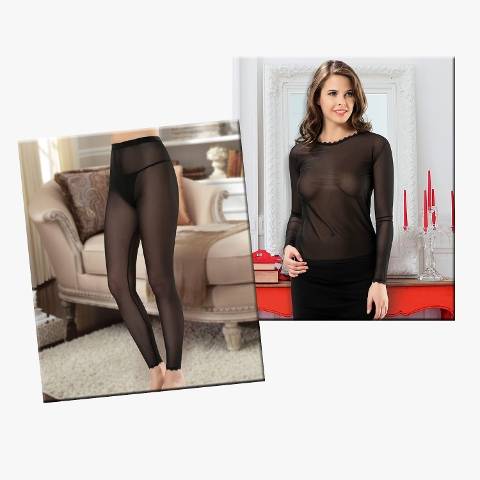 Transparan Atlet Tayt Takım Derya Kurşun DK479163