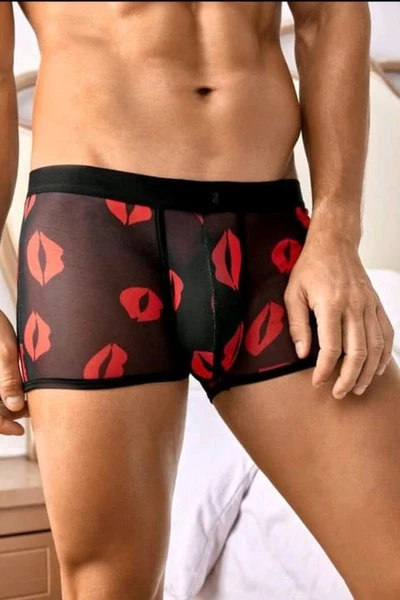Trasnparan Öpücük Desenli Erkek Boxer missisX 3054