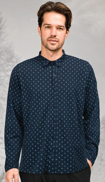 Uzun Kollu Desenli Erkek Gömlek Doreanse 4618