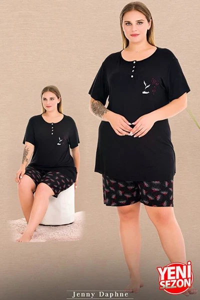 Yuvarlak Yaka Kısa Kollu Büyük Beden Şortlu Pijama Takımı Lady 10040