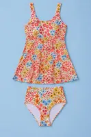 2 Parça Çiçek Desenli Kaplı Astarlı Slip Ve Mayo Bella Notte M-9019 Pembe detay görünüm